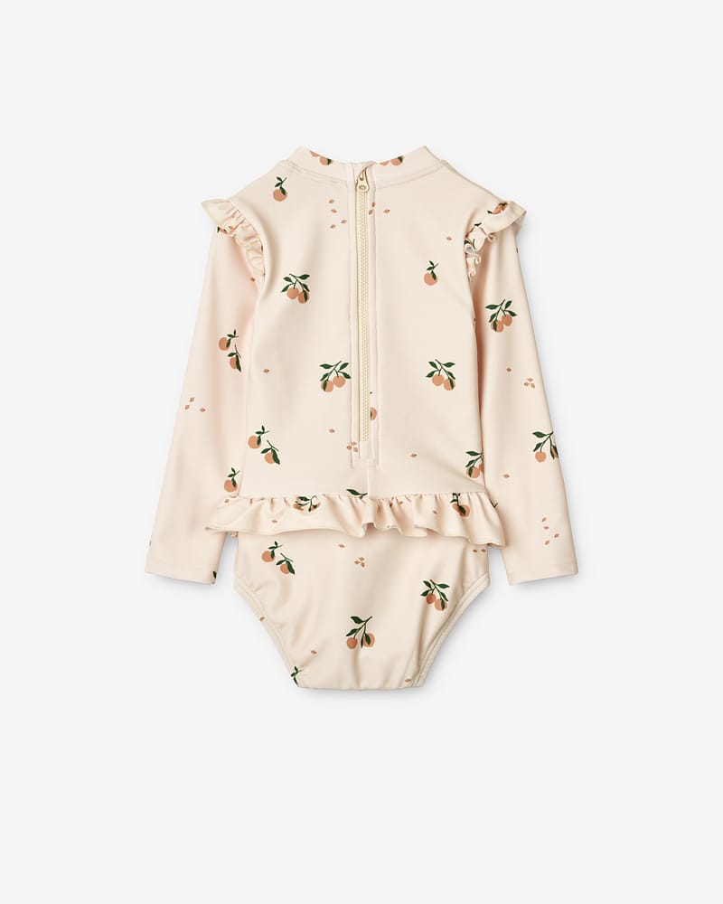 Badedrakt med Armer og Volanger - UV drakt UPF 40+ | Sille Baby Printed Swimsuit