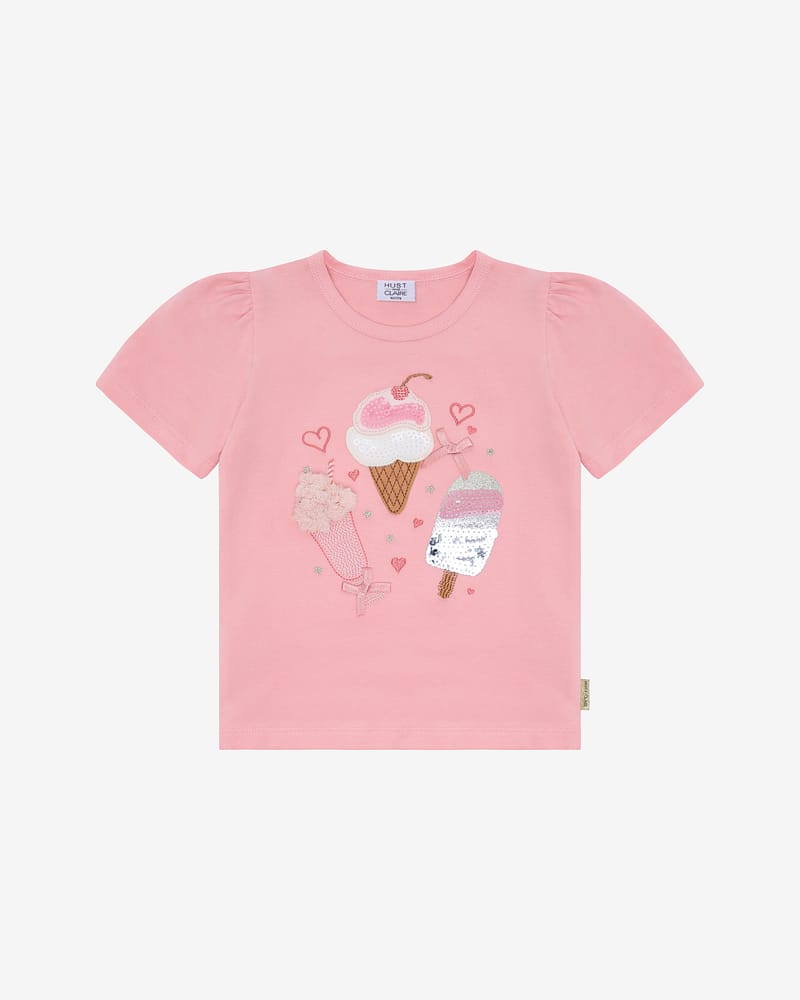 T-skjorte Barn M/ Glitter - Bomull, Elastan | HCAlma Ice cream