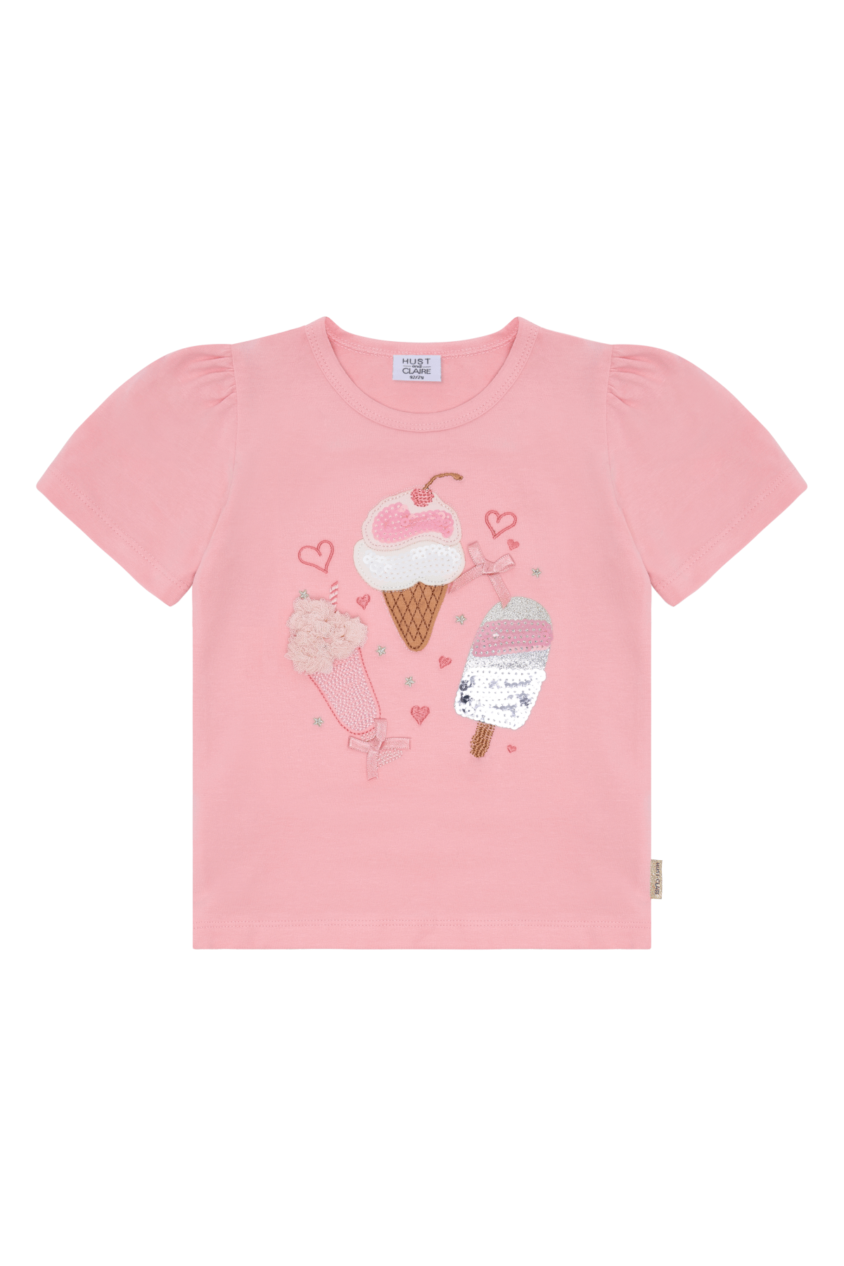 T-skjorte Barn M/ Glitter – Bomull, Elastan | HCAlma Ice cream, Rosa Ice Cream