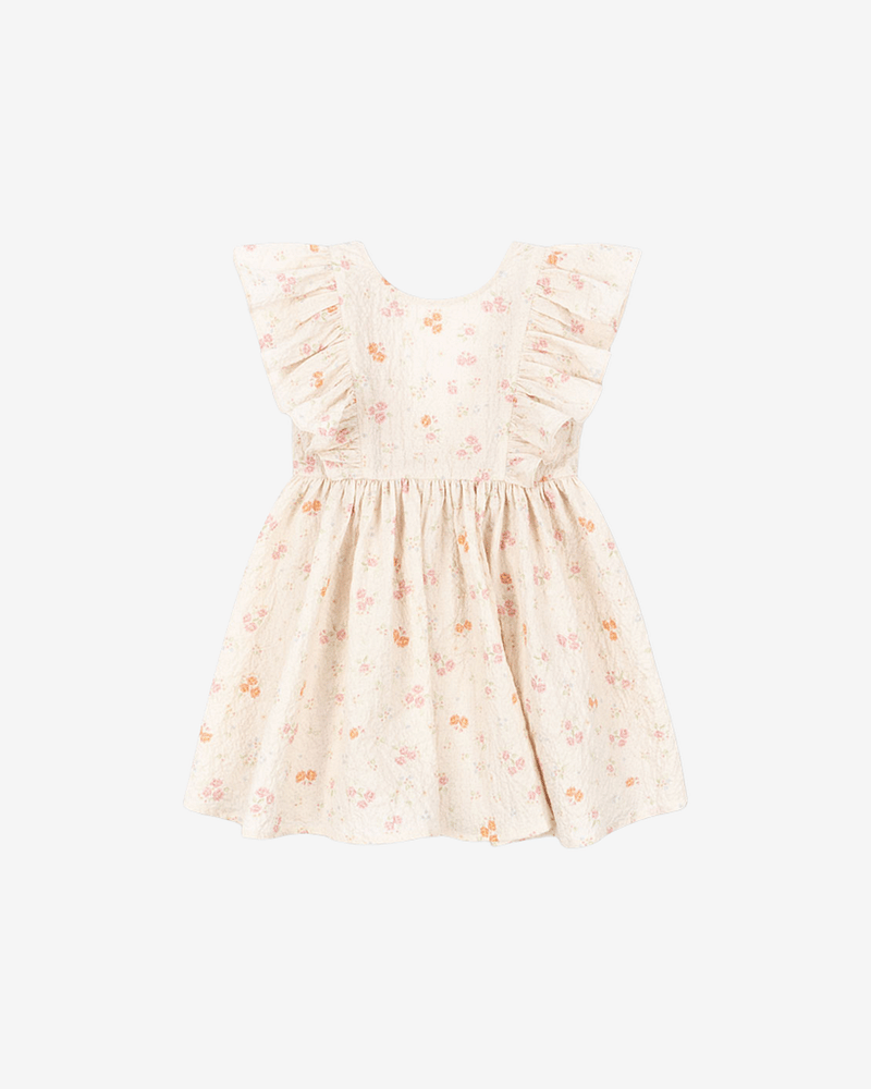 Kjole Barn M/ Volanger - Øko Bomull, Vevd Seersucker-Kvalitet | Elin Frill Dress