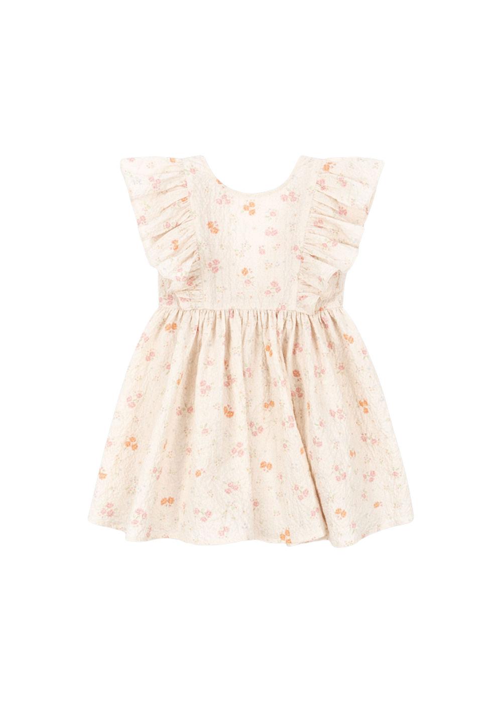 Kjole Barn M/ Volanger - Øko Bomull, Vevd Seersucker-Kvalitet | Elin Frill Dress