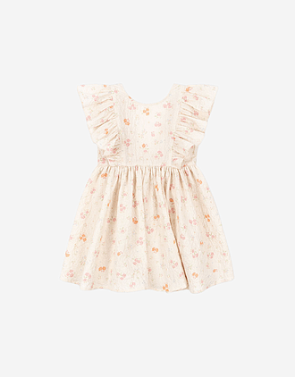 Kjole Barn M/ Volanger - Øko Bomull, Vevd Seersucker-Kvalitet | Elin Frill Dress