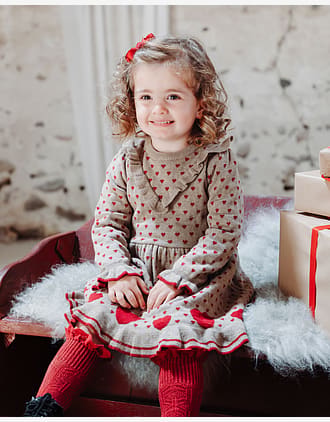 Kjole Barn med Print - Karina hearts - Biscuit