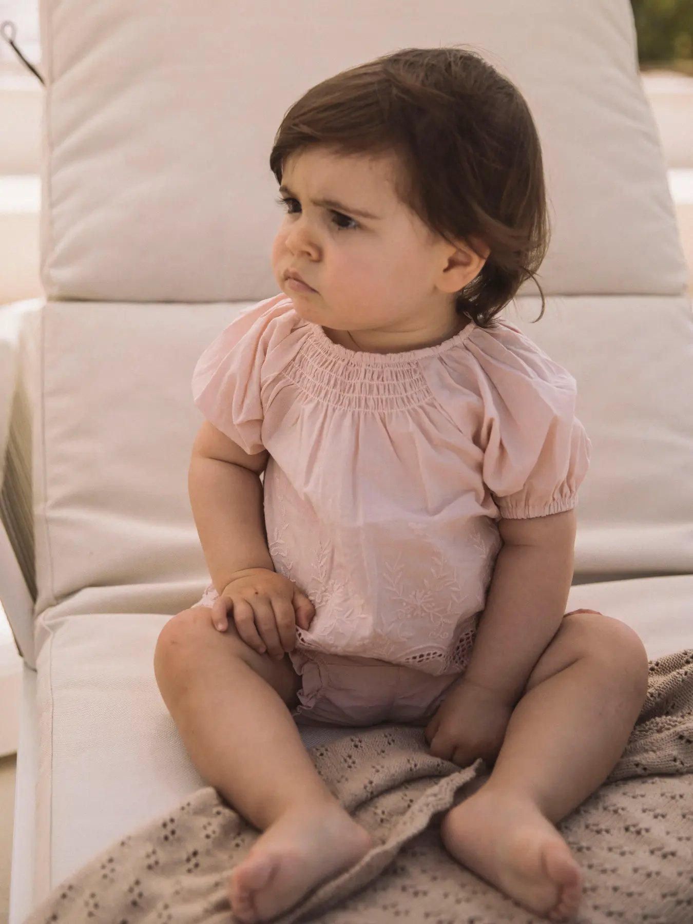 Bluse Baby m/ Broderi – 100% Øko Bomull | NBFDAYNA SS LOOSE SHIRT LIL, Rosa - Peach Whip