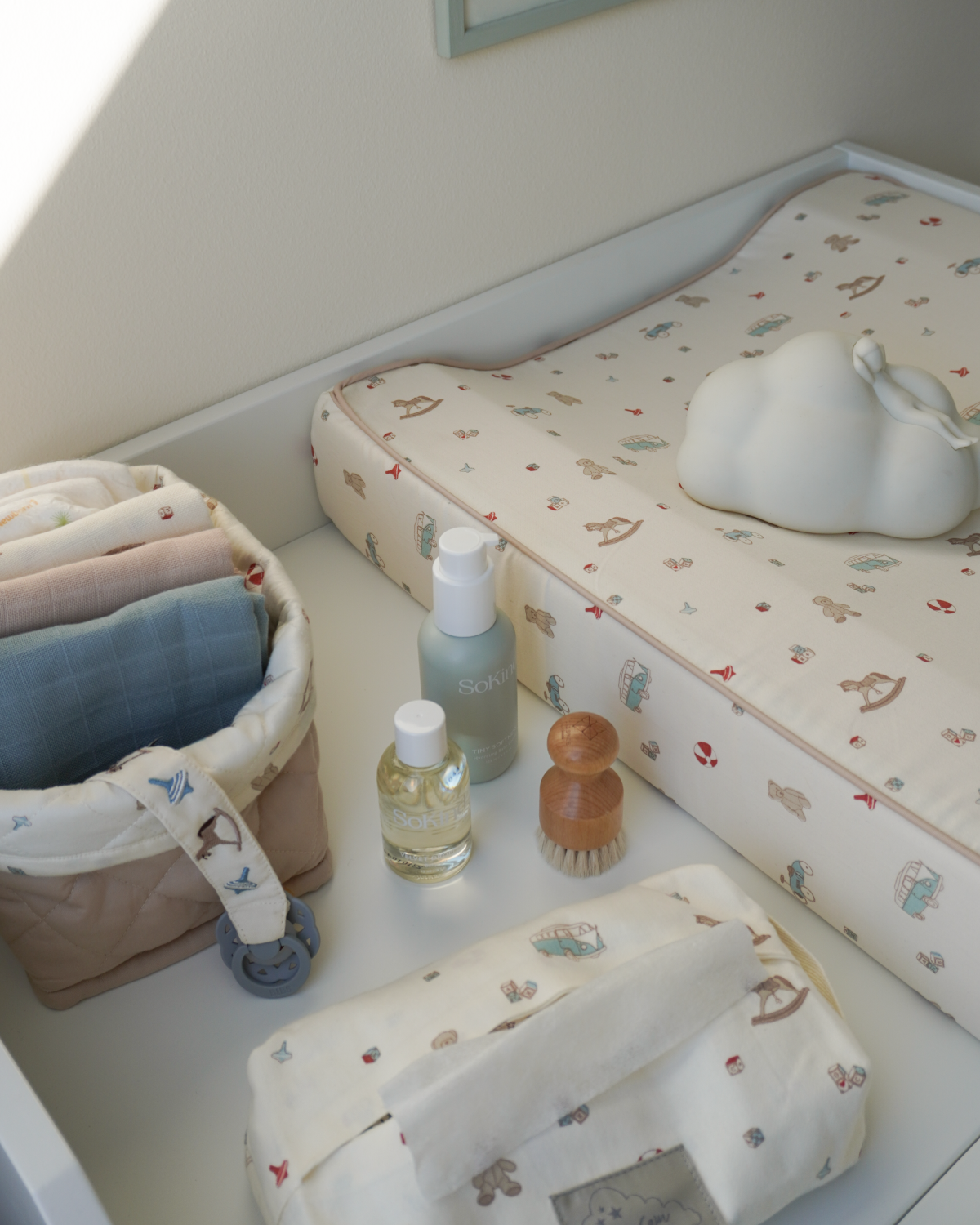 Oppbevaringskurv 2pk - Reversibel Quilt - Økologisk