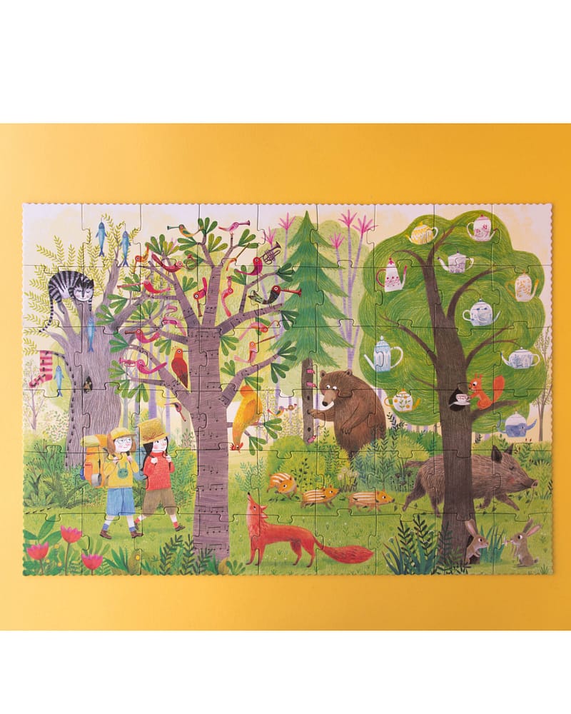 2i1 Puslespill "Natt og Dag i Skogen" - Puslespill Barn 6år+ | Night and Day in the Forest