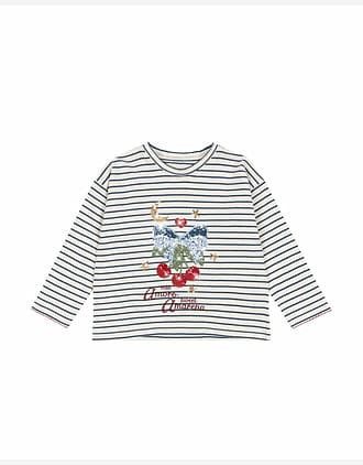 Bluse med Print & Glitter Paljetter - 100% Øko Bomull | Lin LS Tee
