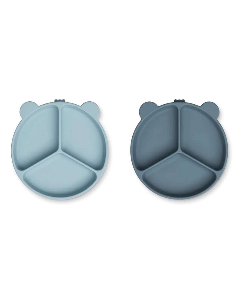 2pk Tallerken med flere rom & Sugekopp - Silikon | Stacy