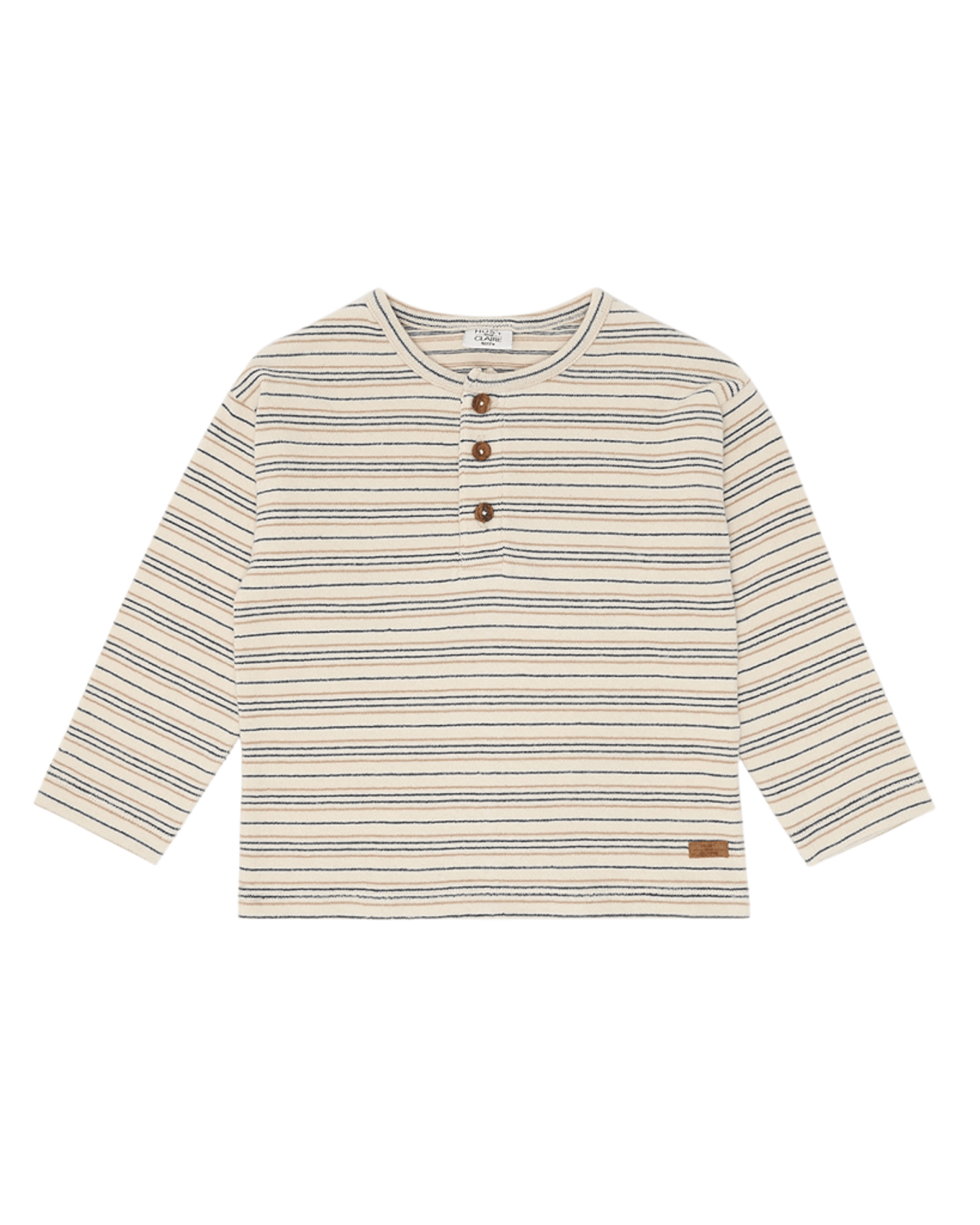Genser m/ Knappestolpe – Terry Øko Bomull | HCSune Knitted stripe, Kremhvit - Snow White