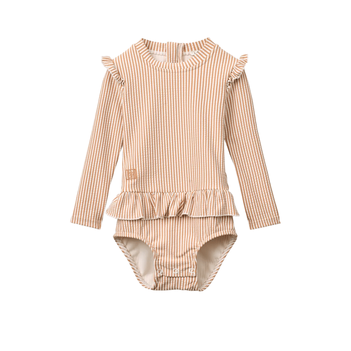 Badedrakt med Armer og Volanger – UV drakt UPF 40+ | Sille Seersucker Swimsuit