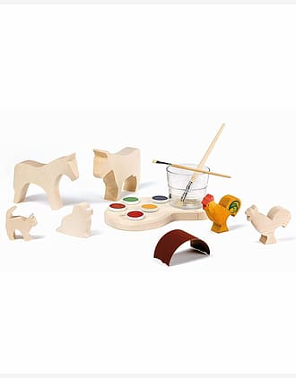 Dyrefigurer i Tre 5pk Hobby sett - inkl. Maling og Pensler | Bondegård Leker