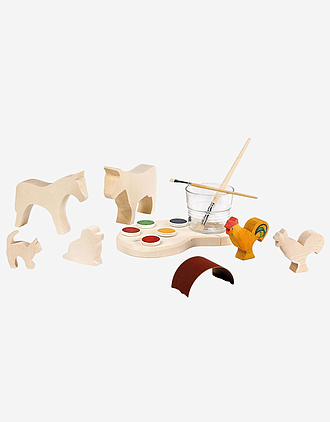 Dyrefigurer i Tre 5pk Hobby sett - inkl. Maling og Pensler | Bondegård Leker