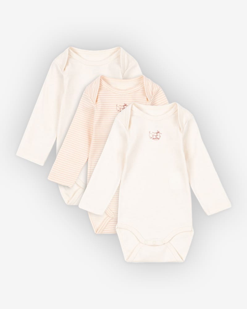 3pk. Body m/ Konvolutt Hals - 100% Øko Bomull | Fio Body - Gavepakke