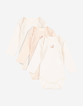 3pk. Body m/ Konvolutt Hals - 100% Øko Bomull | Fio Body - Gavepakke