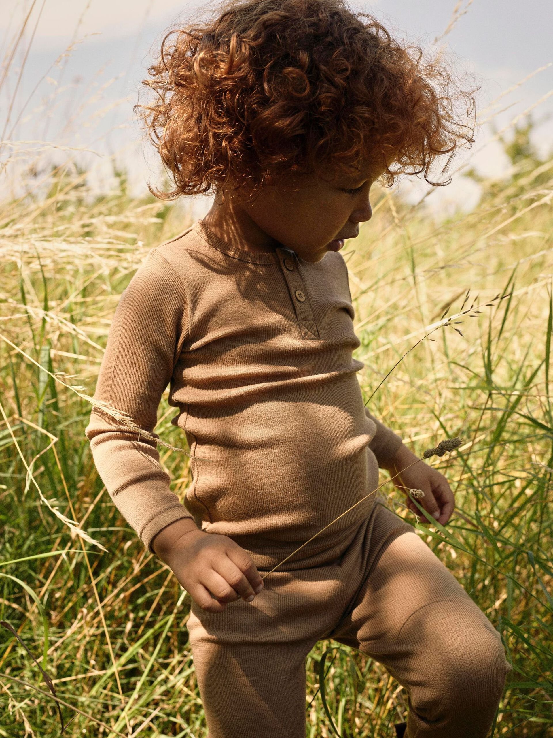 Ulltrøye Langermet Barn – 100% Merino | Noel Neb Wool LS Slim Top, Brun - Tigers eye