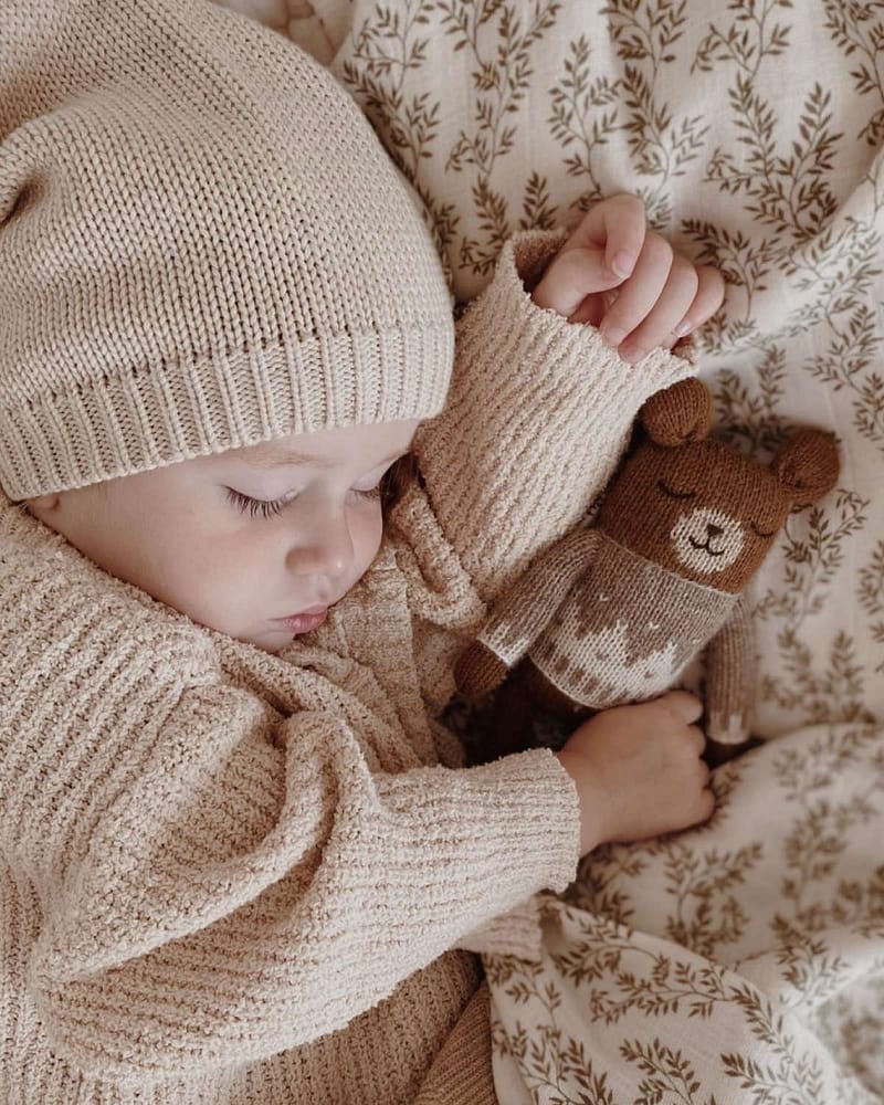 Kosebamse - Håndstrikket Alpakkaull | Teddy Knit Toy