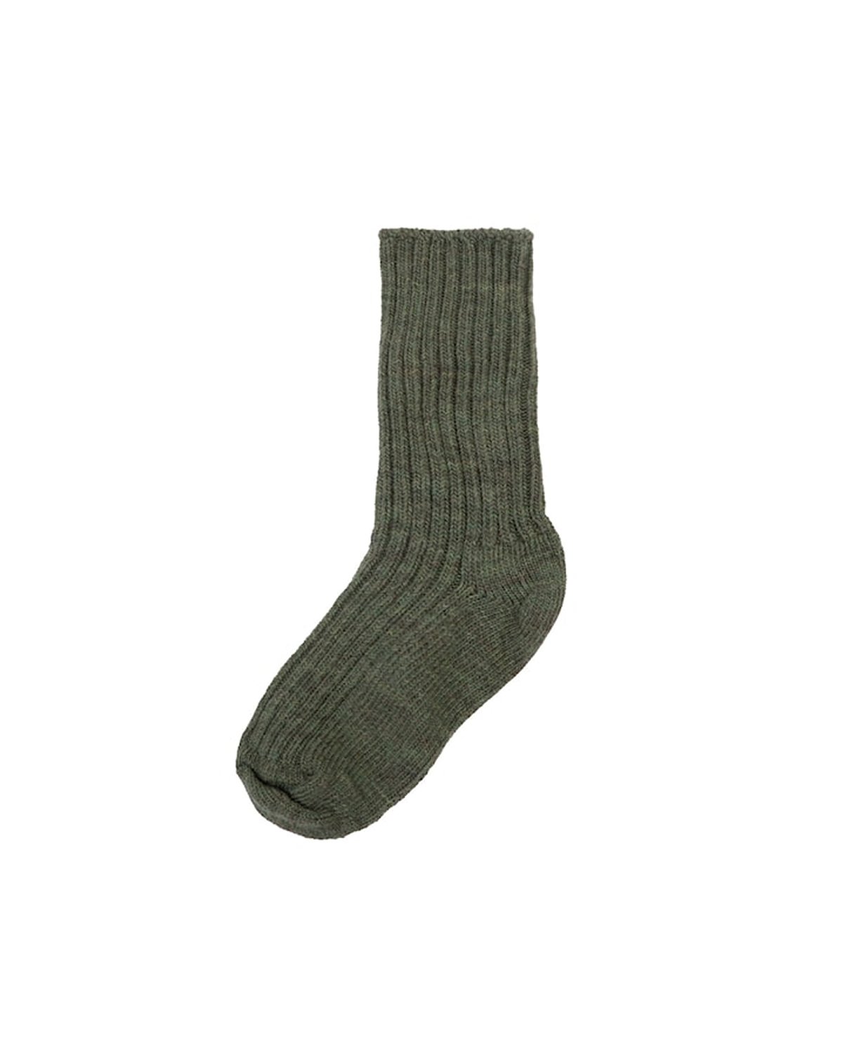 Ullsokker – Rib – Elastisk – Basic, Grønn - Mose Melange
