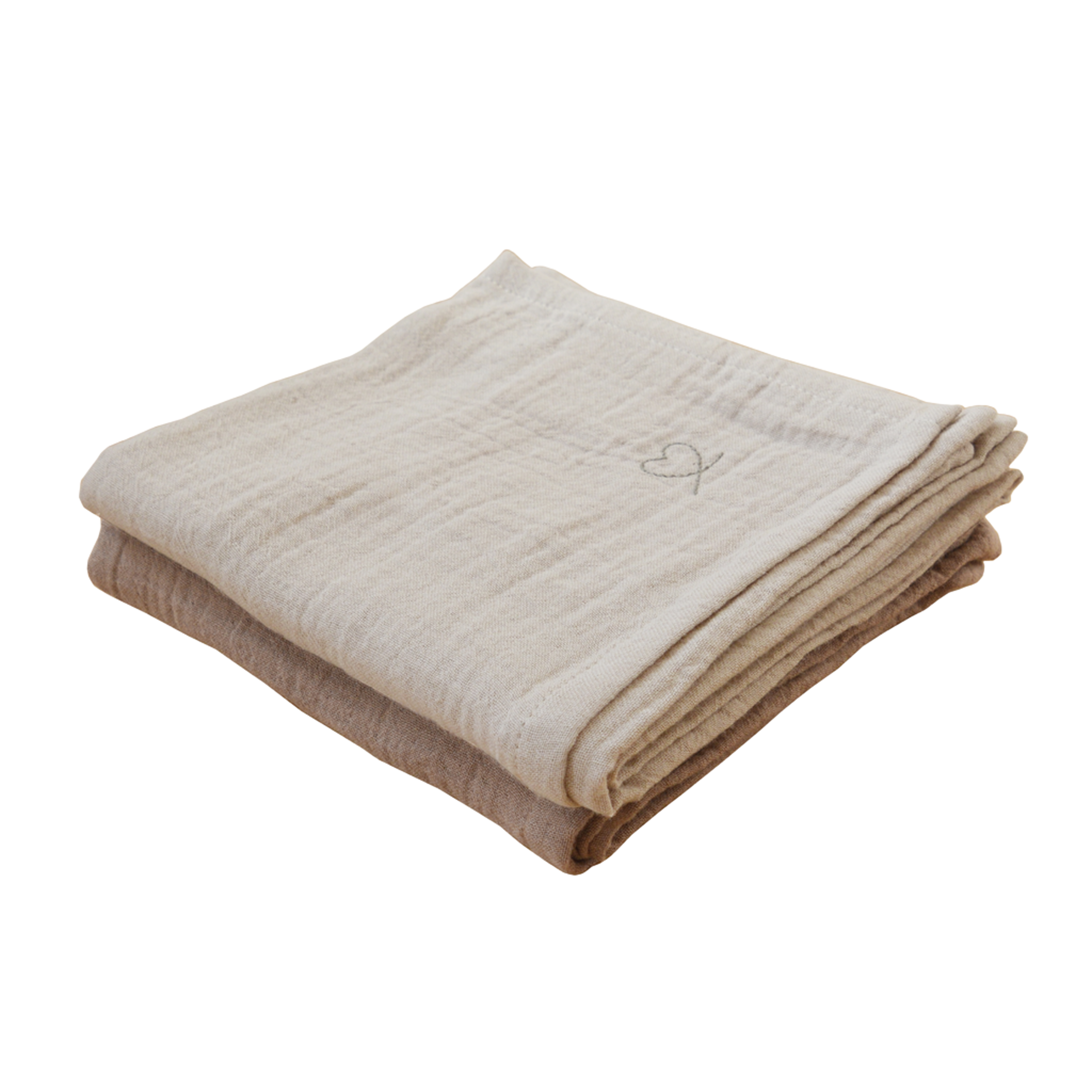 Gulpekluter 2pk – 100% Økologisk Musselin | 65×65 cm, Light Sand / Clay