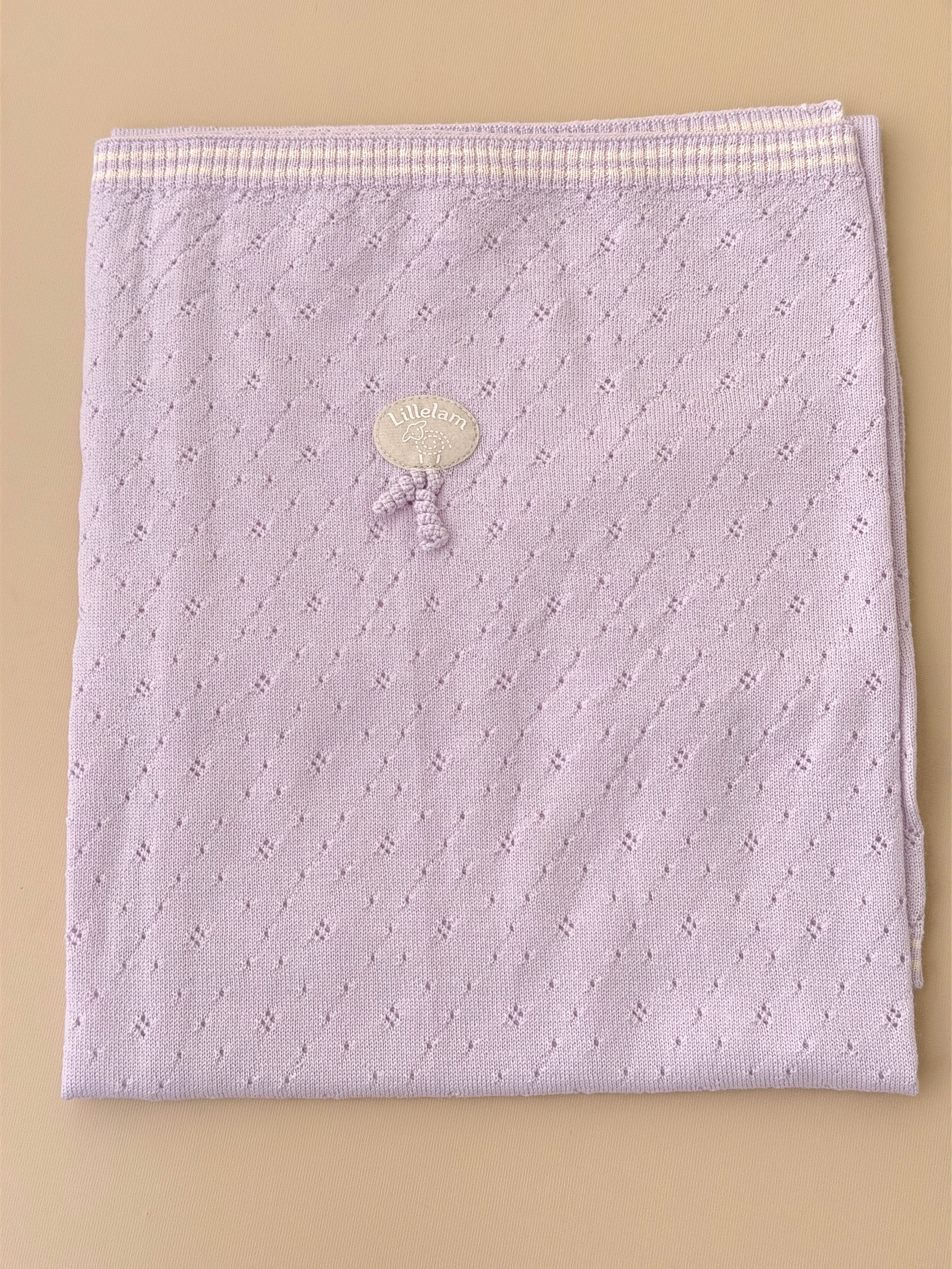 Babyteppe Ull – Tynn ullkvalitet, 100% Merino, 105×80 | Helårs, Lys Fiol - Lilla