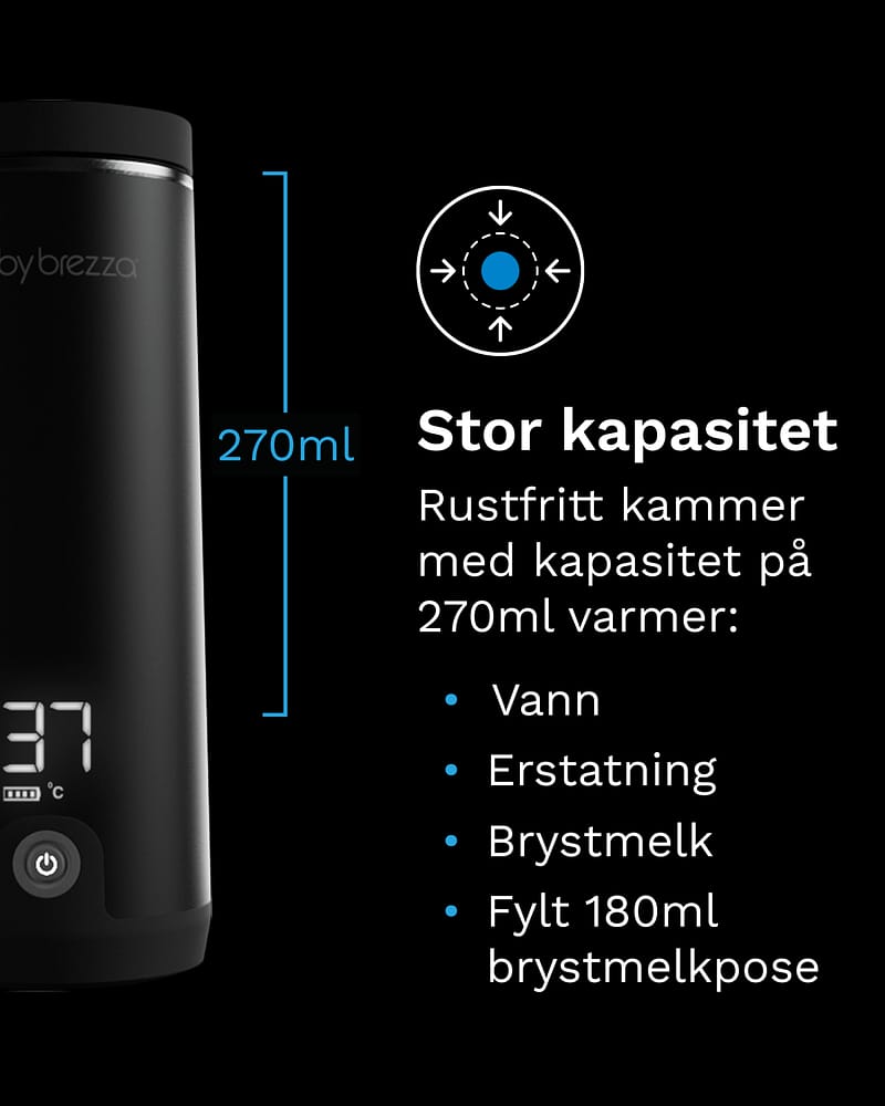 Baby Brezza Melkevarmer - Oppladbar & Bærbar | Superfast Portable Bottle Warmer