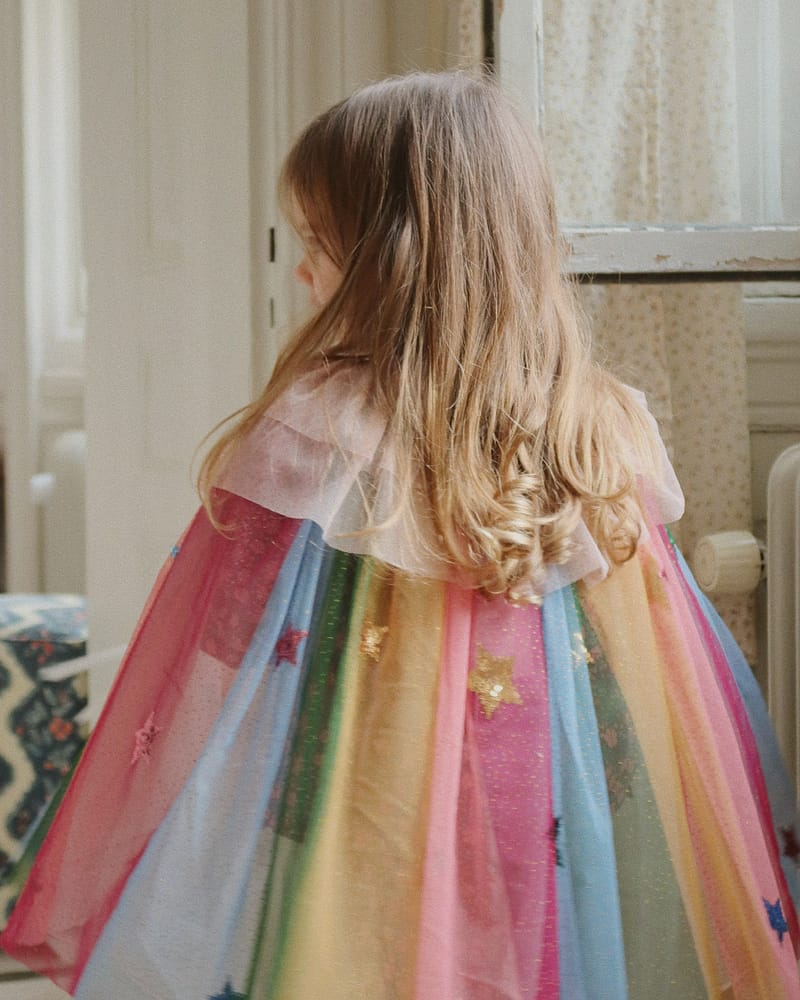 Kostyme m/ Glitter Paljetter - Kappe og Stav | Glitter Rainbow Costume