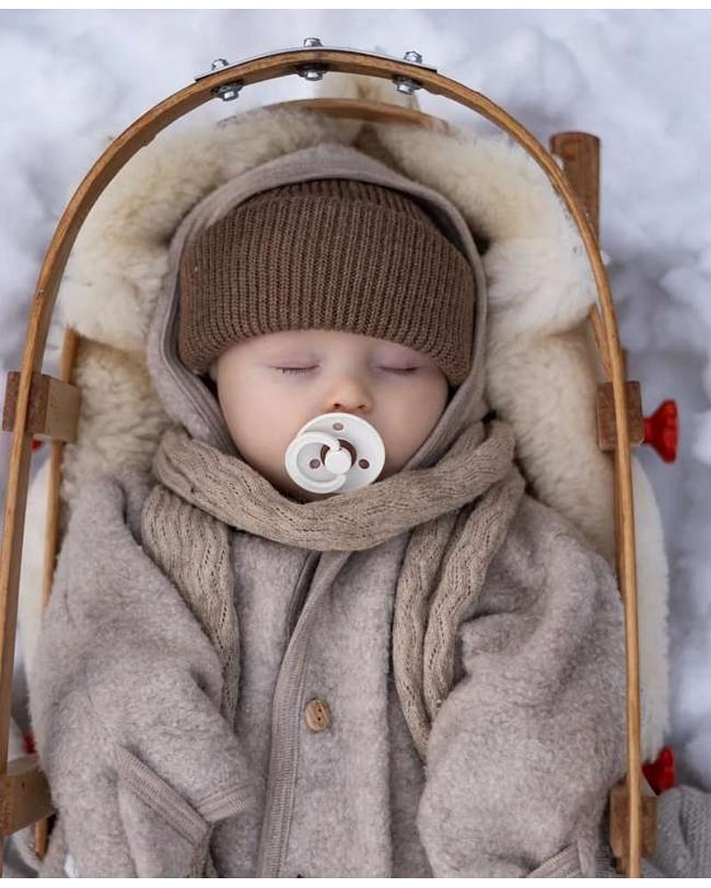 Ull Beanie barn - 100% Merino, Ubehandlet - Rib Lue Fonzie