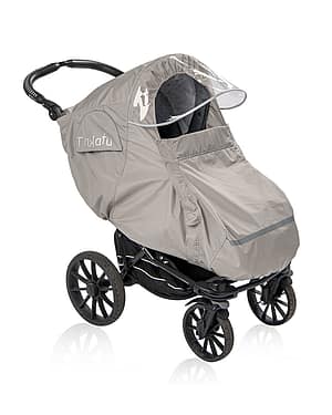 tinkafu regntrekk til barnevogn med skjerm og refleks magic print beige