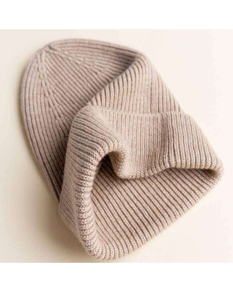 Ull Beanie voksen, Unisex - 100% Merino - Ribbestrikket - Fonzie