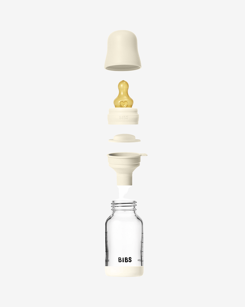 BIBS Tåteflaske i Glass med silikonbunn | Komplett Sett - 120ml