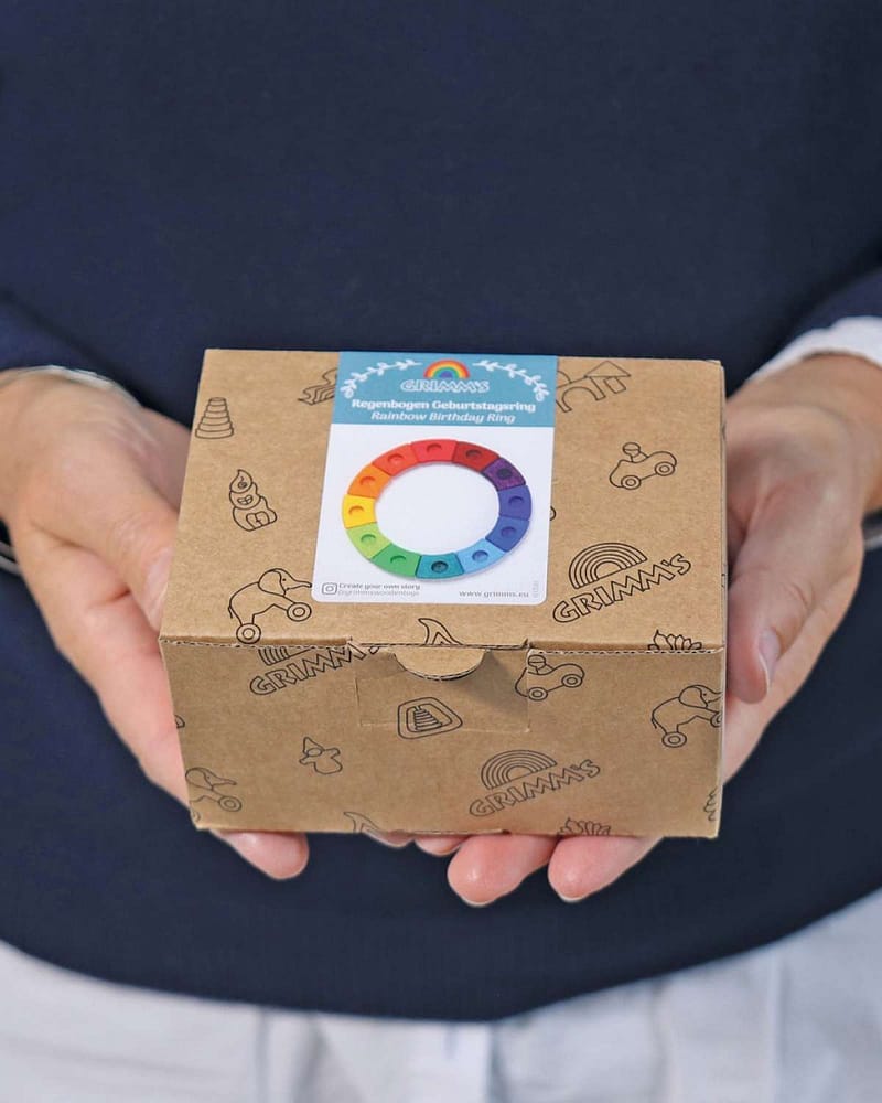 Bursdagsring Regnbue | Stake i Tre til Lys og Figurer - Liten, 23cm