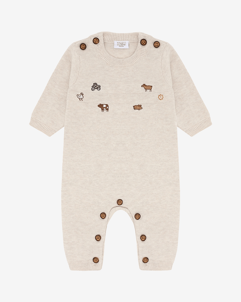 Heldress Baby m/ Broderte detaljer - Strikket, 100% Bomull | HCMill nit