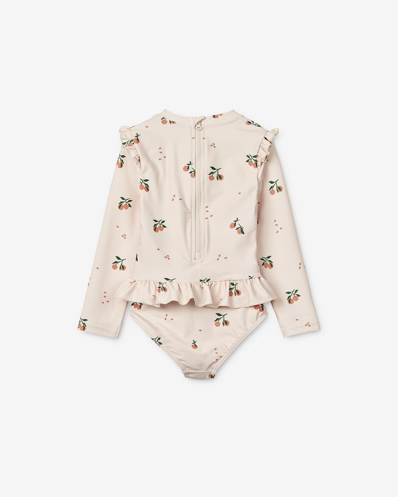 Badedrakt med Armer og Volanger - UV drakt UPF 40+ | Sille Printed Swimsuit