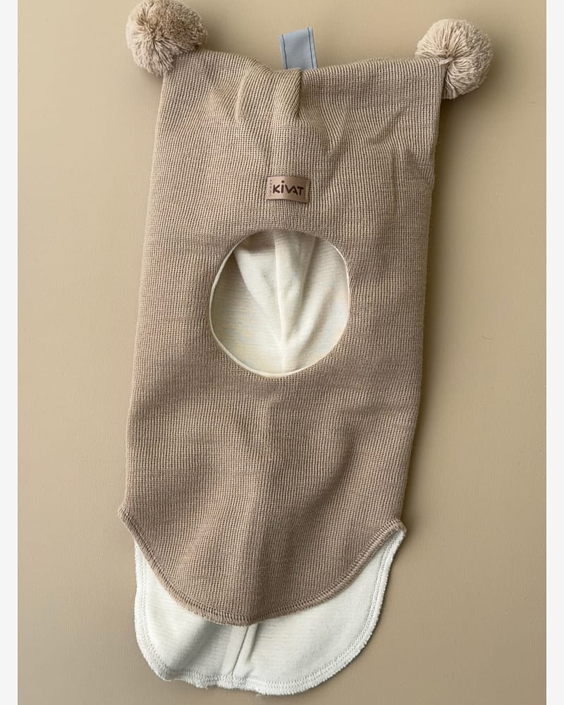 Balaclava Ull m/ Bomullsjersey fôr og Vindstopper | Ubehandlet Ull