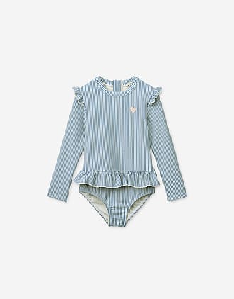 Badedrakt med Armer og Volanger - UV drakt UPF 40+ | Sille Seersucker Swimsuit