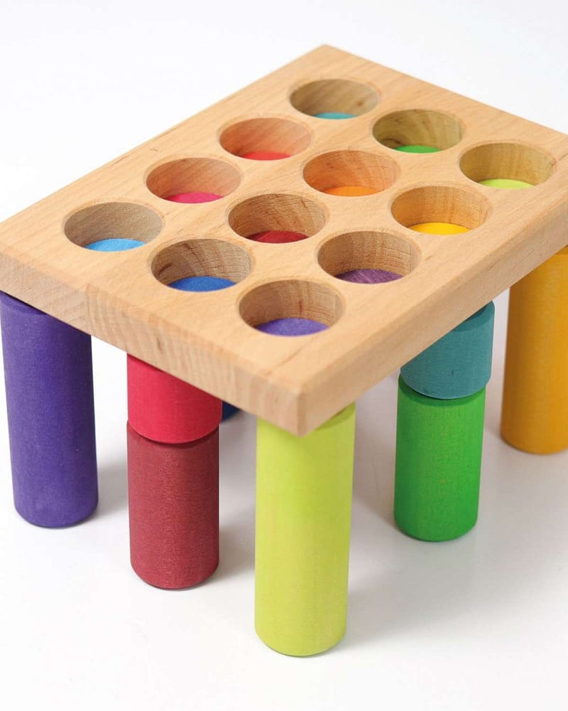 Putte- og Stableleke - Regnbue, 12deler | Stacking Game Rollers
