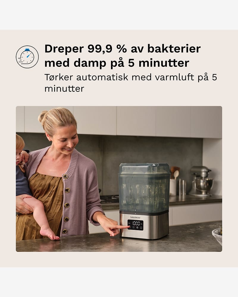 Baby Brezza SuperQuick Sterilizer Dryer på 10 min | Sterilisator med Tørk på 10 min