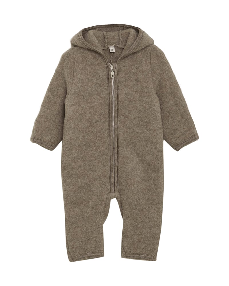 Ulldress i ullfleece - Varm, 100% Merino | Pram Suit Ears Wool Fleece