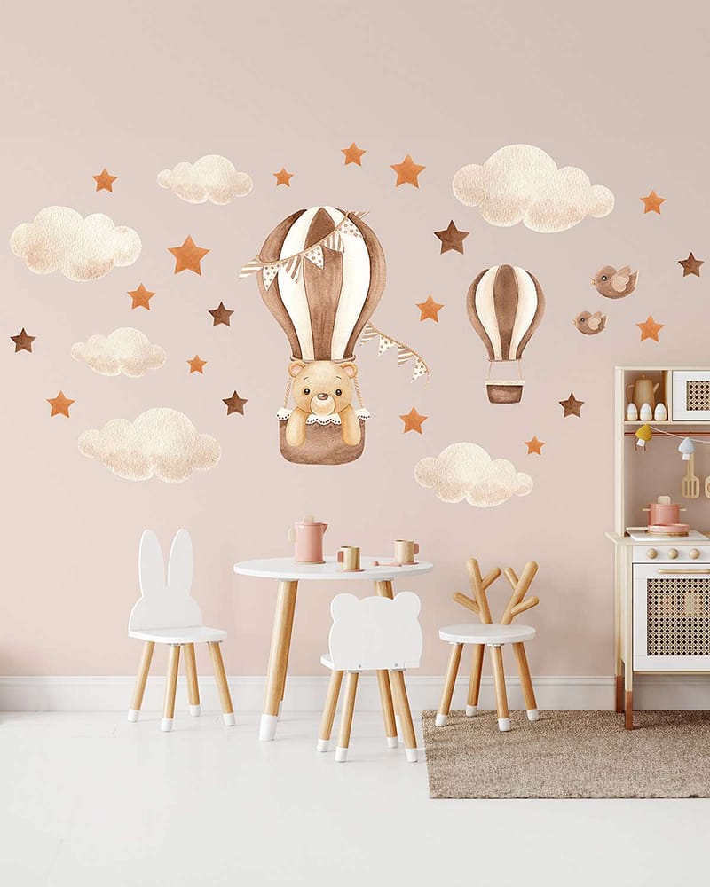 Wallstickers Luftballong Bamse - ØKO Veggklistremerker Barnerom - 30pk