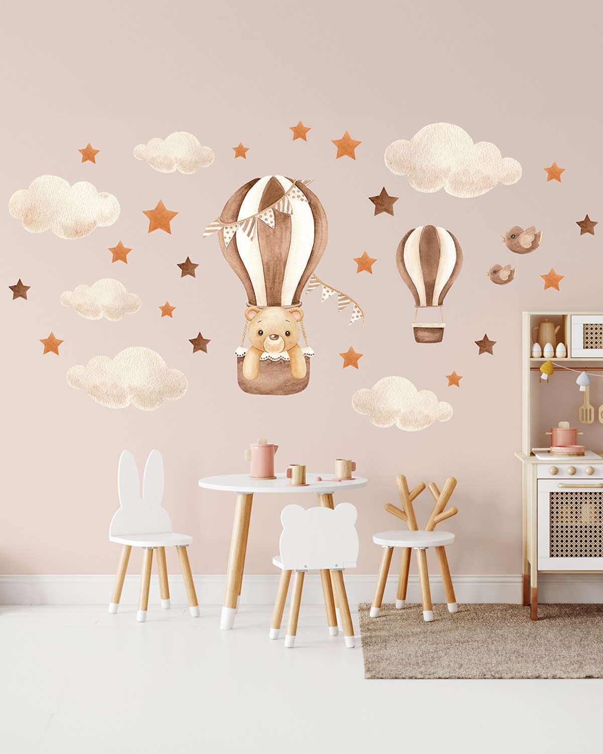 Wallstickers Luftballong Bamse – ØKO Veggklistremerker Barnerom – 30pk