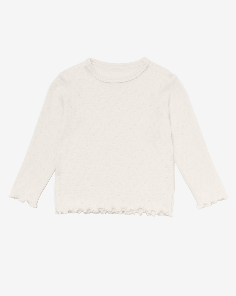 Ulltrøye m/ Volanger - Tynn ullkvalitet - 100% Merino, Pointelle