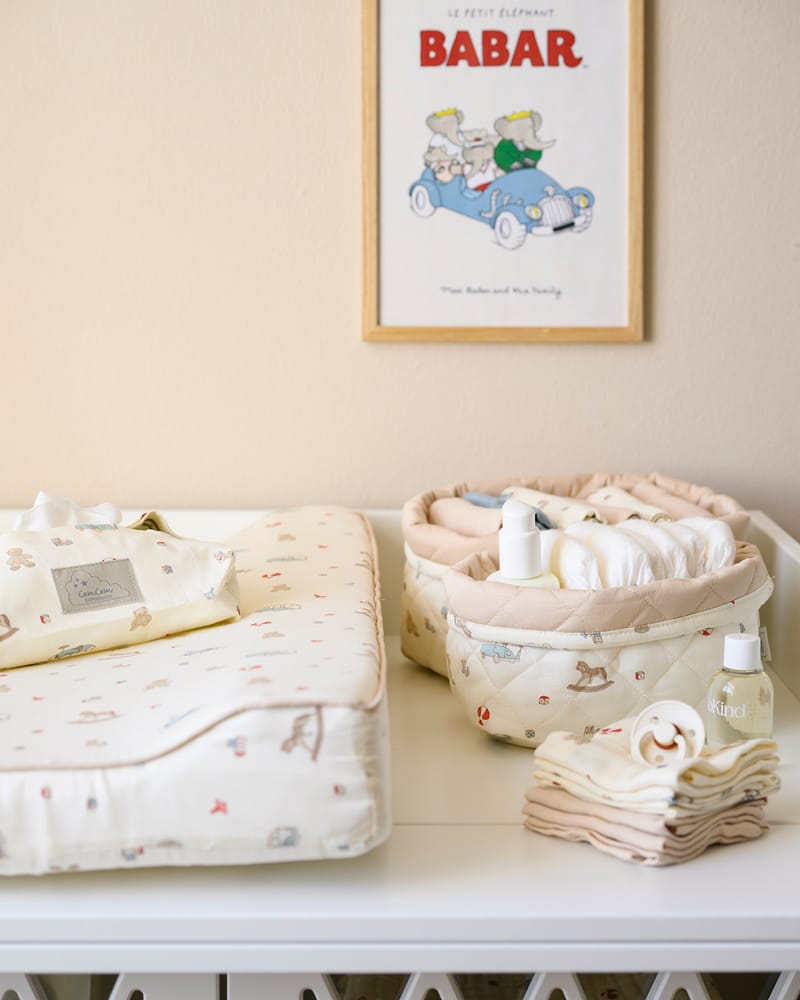 Oppbevaringskurv 2pk - Reversibel Quilt - Økologisk