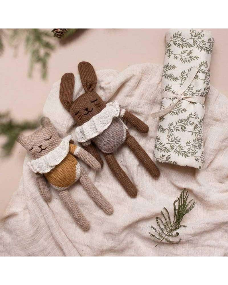 Kosebamse - Håndstrikket Alpakkaull - Unik Nyfødtbamse