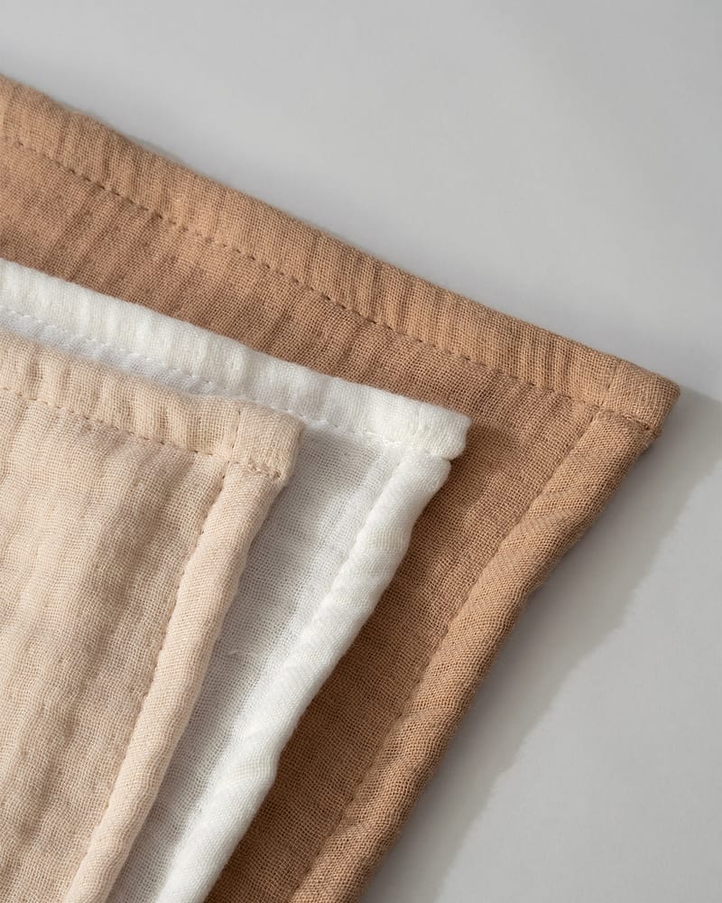 Lunni - Gulpekluter 3pk - Økologisk Musselin - 60x60cm