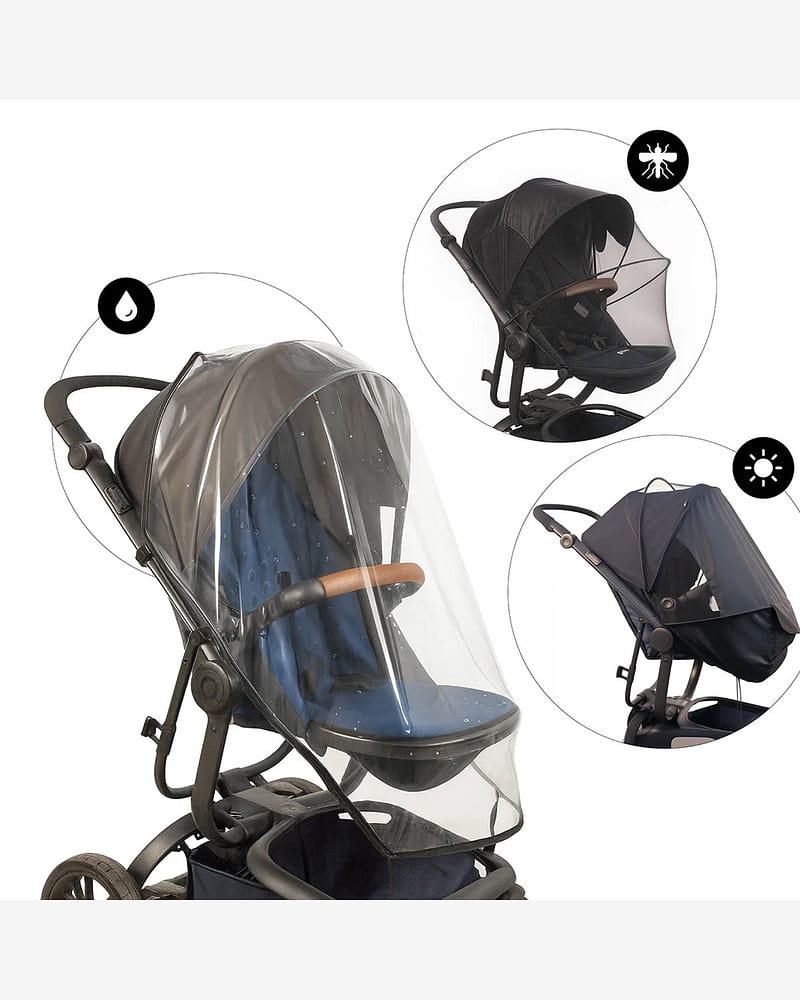 Regntrekk, Solskjerm & Myggnett 3in1 | Rain Cover Stroller