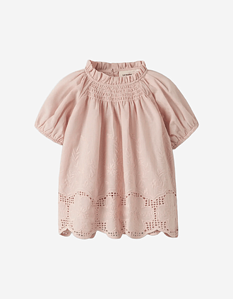 Bluse Barn m/ Broderi - Øko Bomull | NMFDAYNA SS LOOSE SHIRT LIL