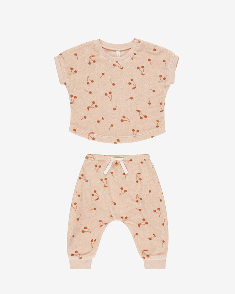 T-Skjorte & Bukse Sett - Terrystoff i Øko Bomull | Terry Tee + Pant Set