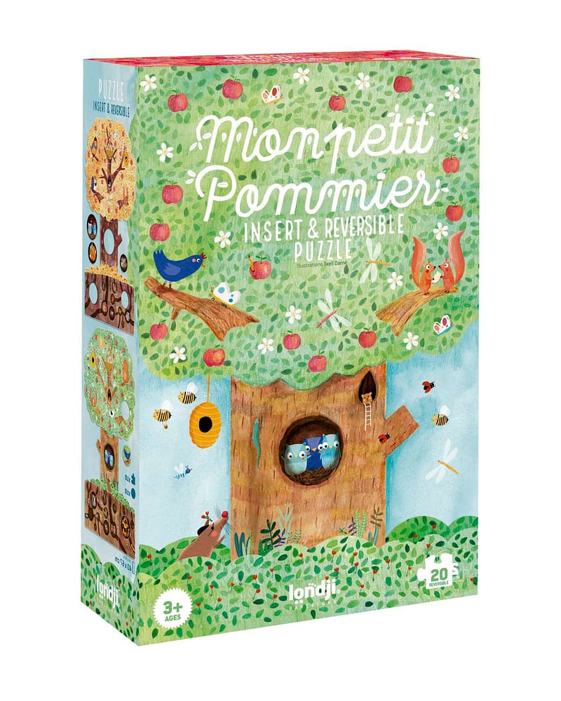 Puslespill 2i1 "Mitt Lille Epletre" - Reversibelt Puslespill Barn 3år+ | Mon Petit Pommier