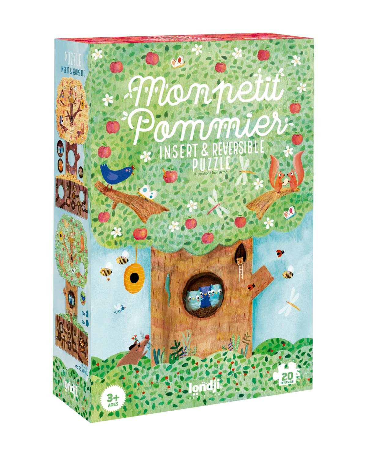 Puslespill 2i1 “Mitt Lille Epletre” – Reversibelt Puslespill Barn 3år+ | Mon Petit Pommier