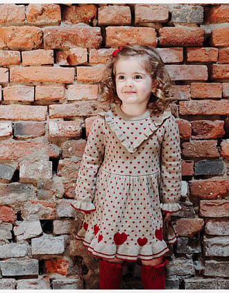 Kjole Barn med Print - Karina hearts - Biscuit
