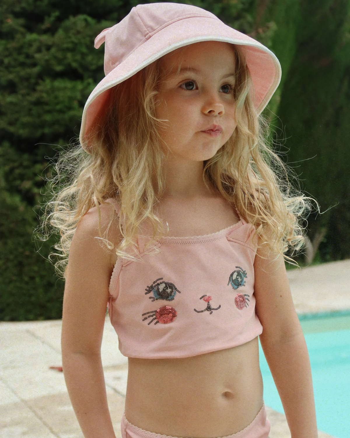 Badehatt m/ Stor Brem & Katteører - UPF 40+ | Kitty Swim Hat - 6-9 mnd